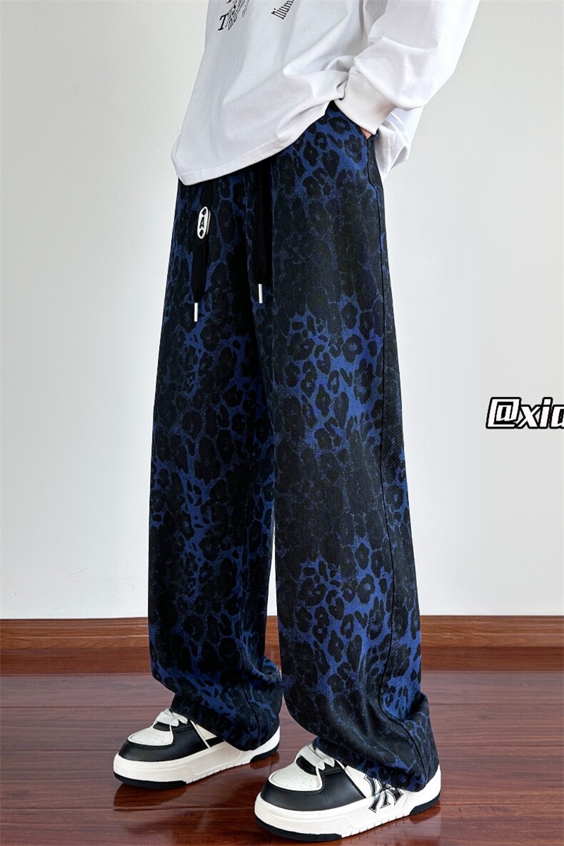 XZ6162024秋季新款重磅豹纹复古直筒休闲长裤TY1094P75控88,男装休闲裤,星座512A（原616）