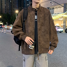 2025秋季新款现货绒感雾花皮衣男立领夹克外套DSA157B-J2550-P91，男装夹克，电商A157B
