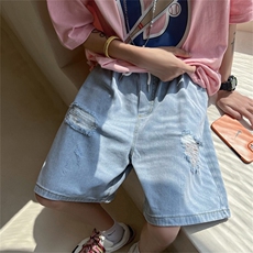 水洗牛仔短裤男夏季美式潮牌潮流高街宽松五分裤A080-9520-P40，男装牛仔裤，电商A080