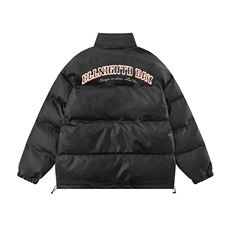 白底新款冬季时尚百搭PU皮立领字母印花棉服外套MY64510P115控158，男装棉衣，电商A268-1