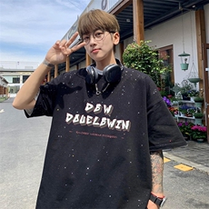 量大优供抖音视频支持得物配合二开美式满天星亮片短袖T恤MTX351，男装T恤，电商A486