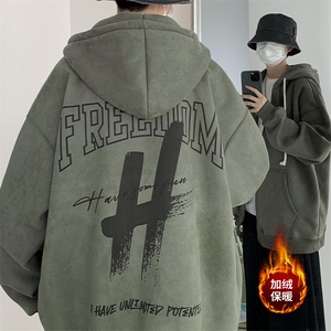 500克加绒加厚拉链开衫激光烧花麂皮绒卫衣B269-LK328批价78控108图片