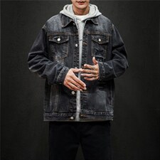 jk821-p85M-5XL黑墙ins牛仔夹克绣花破洞大码男日系CITYBOY，男装夹克，星座103A