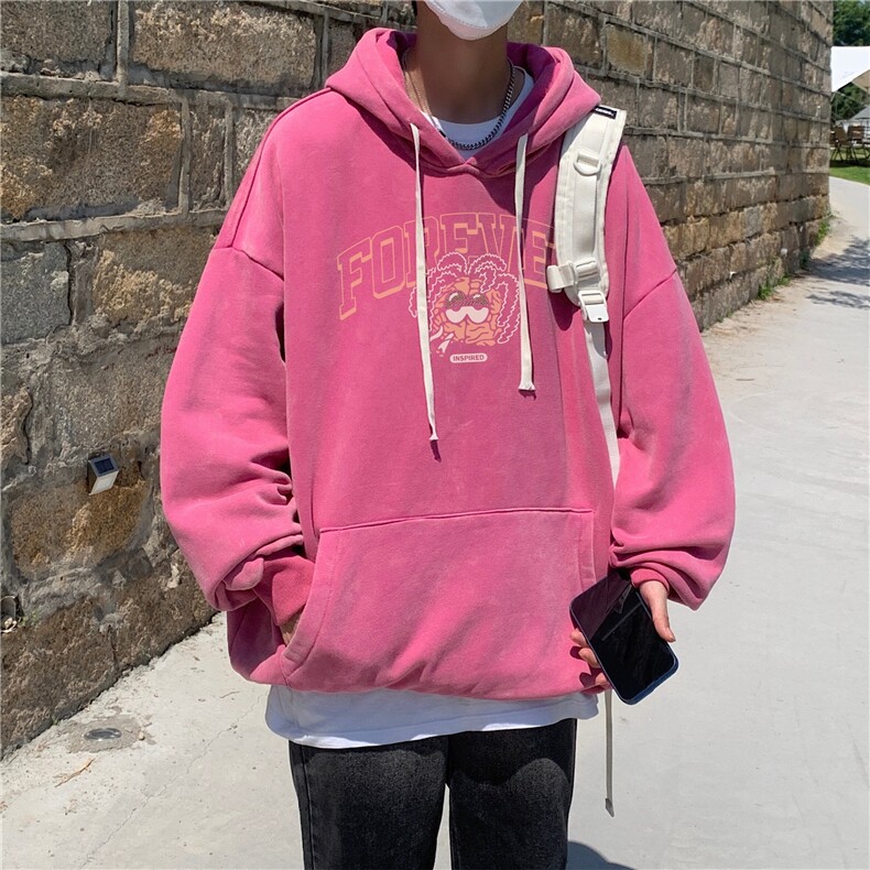 新款秋冬港风宽松连帽套头卫衣X5665-常规P70控88-加绒P80控98,男装卫衣,电商A061-1