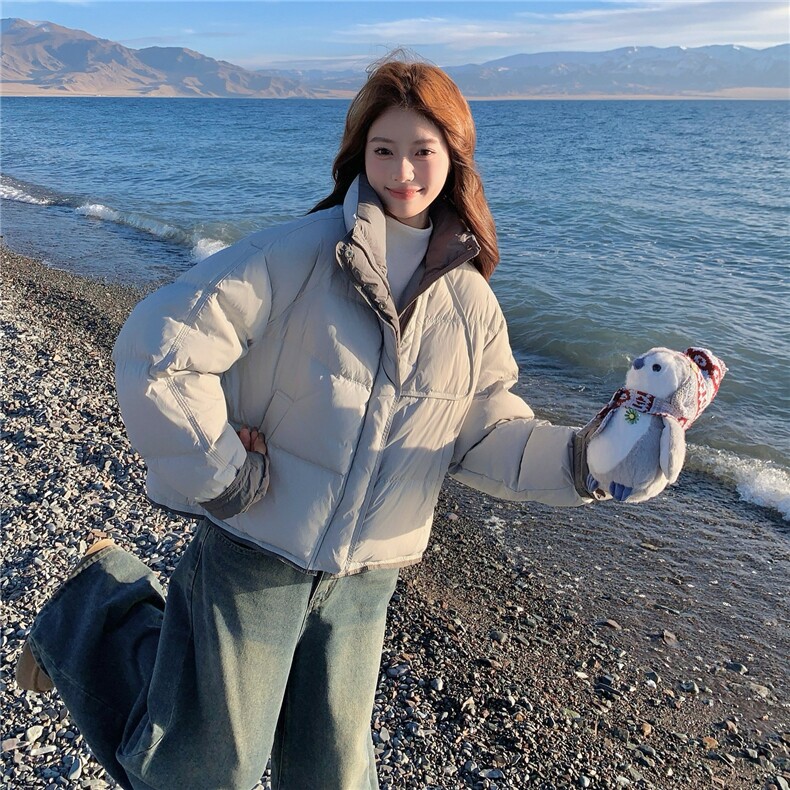 韩版学院风减龄加厚羽绒服女2025年冬季新款连帽保暖白鸭绒面包服,女装羽绒服,慧尚2-185