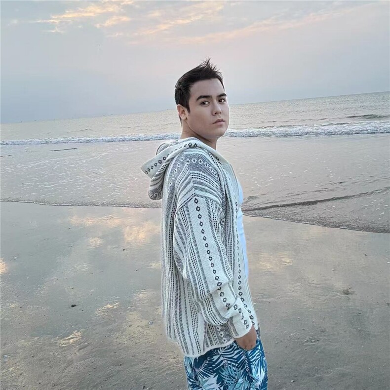 M625-P73复古小众设计感双拉链针织衫毛衣男女cleanfit连帽,男装针织衫/毛衣,电商B323A