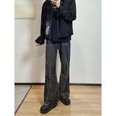 B221美式ins高街暗黑重工艺宽松微喇牛仔裤LK23128-P60控78，男装牛仔裤，电商B221