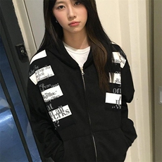 高品质春装新款美式高街潮牌解构设计休闲连帽卫衣男女慵懒风外套，女装短外套，电商A486
