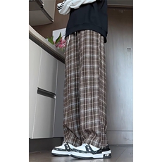 视频图-复古撞色格子抽绳松紧休闲裤男8068-P38，男装休闲裤，电商B380（原B361）