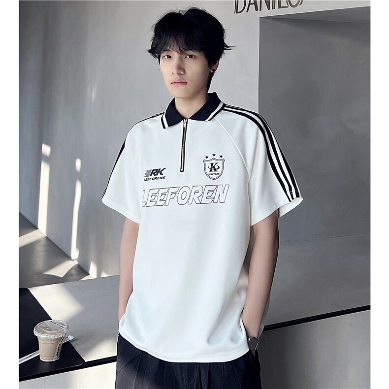 2026新款半拉链学院风POLO衫黑白拼接抗菌凉感短袖DT302-特P33，男装T恤，电商C307