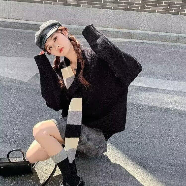 1506-1/MY4191/P56小众设计围巾领红色圣诞毛衣男女冬季情侣装V领，男装针织衫/毛衣，星座1506-1