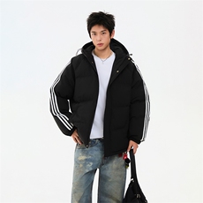 冬季潮流条纹五防立领加绒加厚棉衣情侣撞色棉服外套MY8899-p78，男装棉衣，星座610B-1