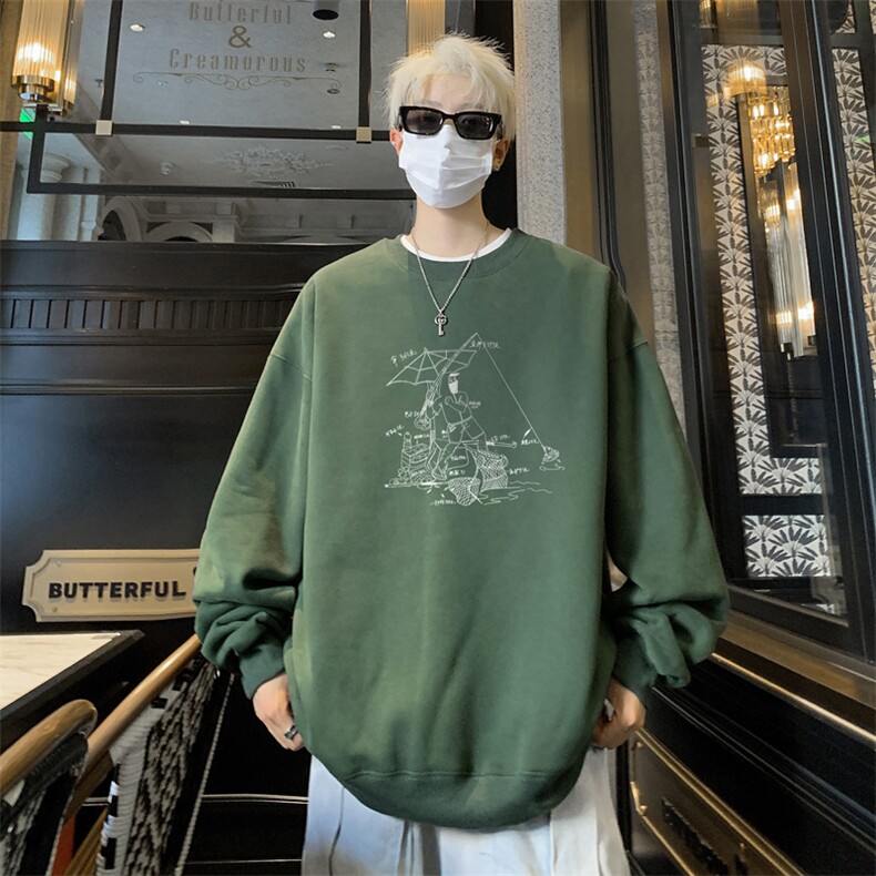 ！圆领卫衣男装港风长袖t恤男外套男WY533-特P23,男装T恤,电商B371