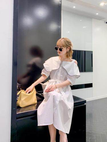 大翻领棉质连衣裙，女装连衣裙，卿壹