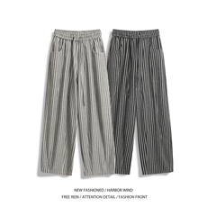 抖音品质秋季新款潮流条纹宽松阔腿休闲裤B315-K25619-特p40控78，男装休闲裤，电商B315