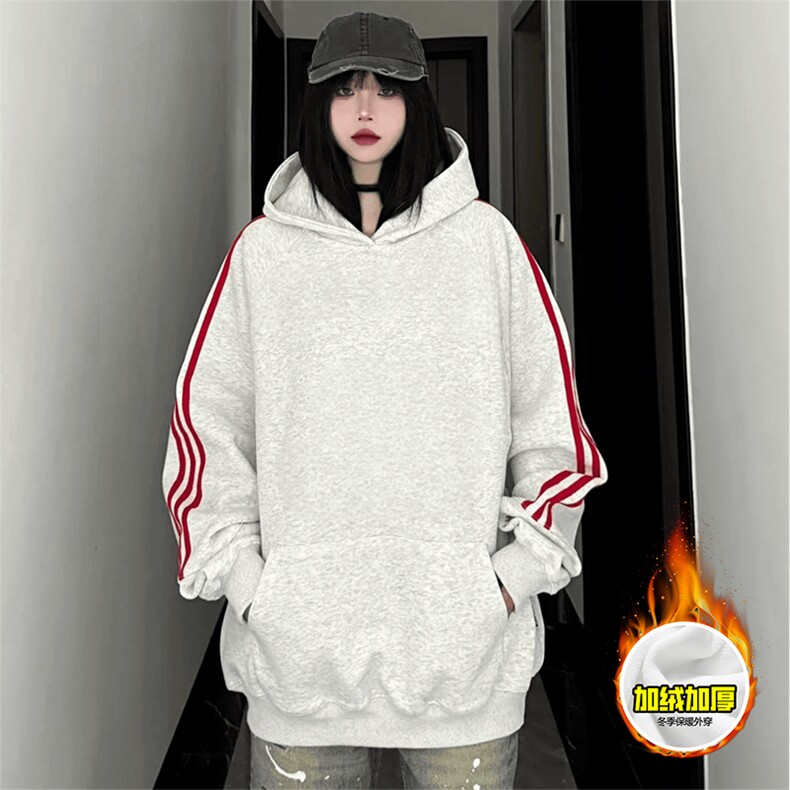 480G重磅加绒硬挺boxy男女秋冬季美式高街结构宽松织带卫衣厚外套，女装短外套，电商A486