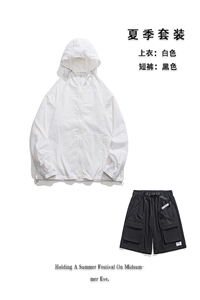 夏日户外UPF50+防晒衣潮流短裤情侣款套装FSY3203+K2332-P80图片