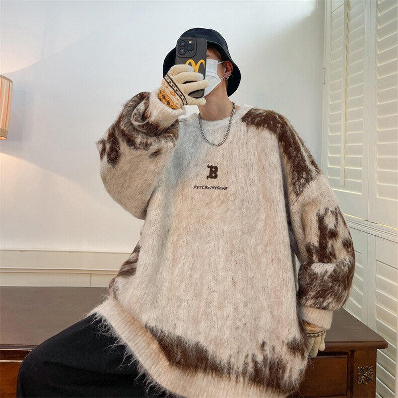 美式高街针织衫男韩版潮流字母个性帅气2025冬季ins毛衣MZ148-P53，男装针织衫/毛衣，星座412-3