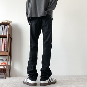 现货纯黑色破洞弹力加大码直筒牛仔裤 310A-2 BK302 P50 控78图片