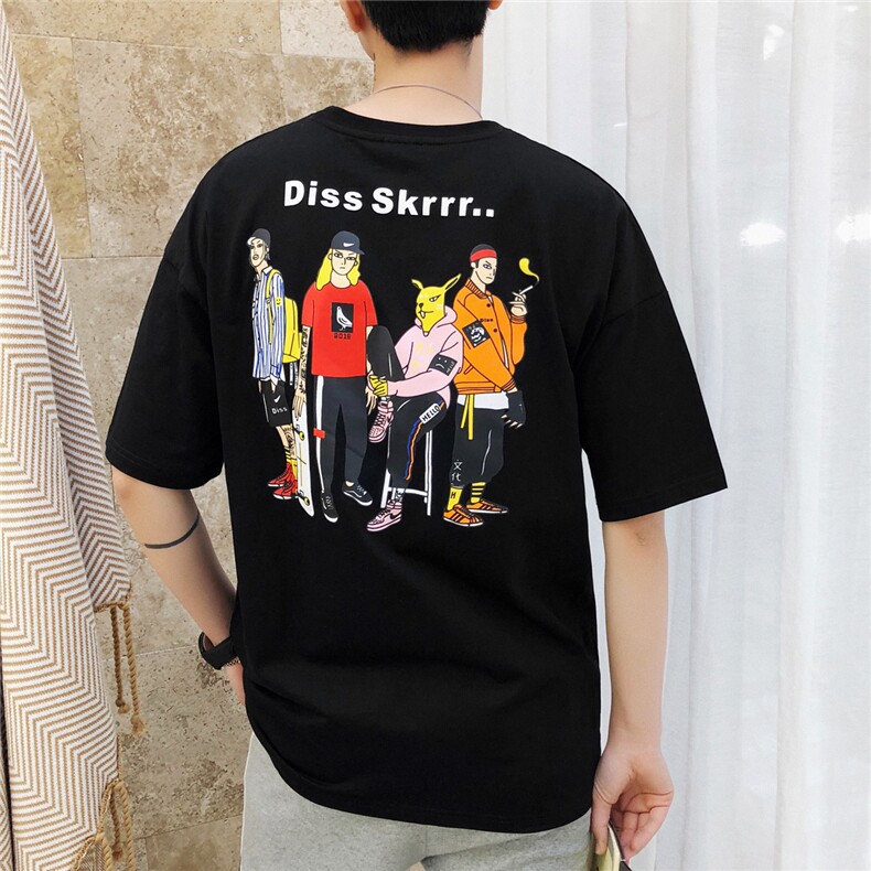 2021夏季日系卡通印花短袖T恤男圆领半袖青少年打底衫Y51P35，男装T恤，电商A157