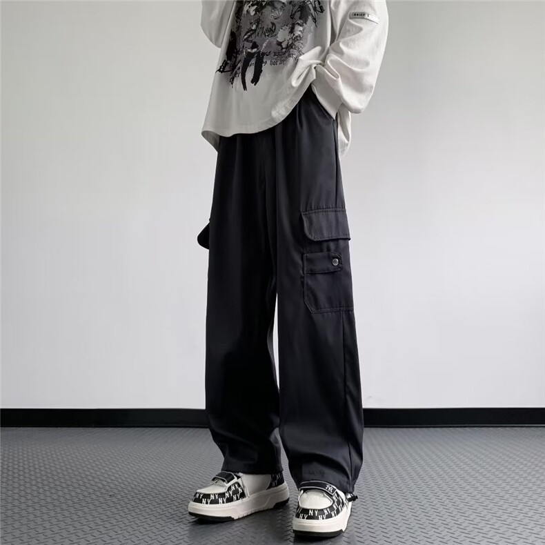 美式复古工装裤子男夏季潮牌多口袋阔腿休闲裤宽松直筒K7138-P40,男装休闲裤,星座1109-3