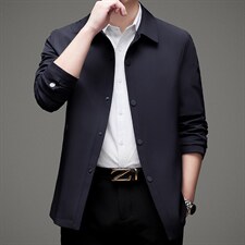 夹克男秋季中年宽松免烫男士中长款风衣外套爸爸装商务休闲男装，男装风衣，电商B212（原钱塘6029）