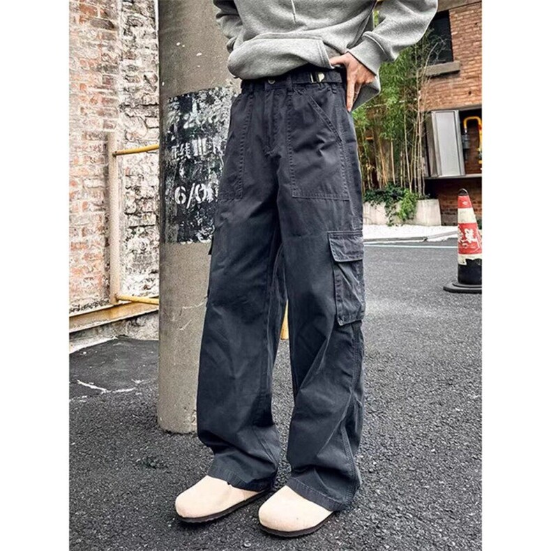 春秋复古工装牛仔高街设计感直筒宽松休闲直筒裤子-XZ64-网络图图片