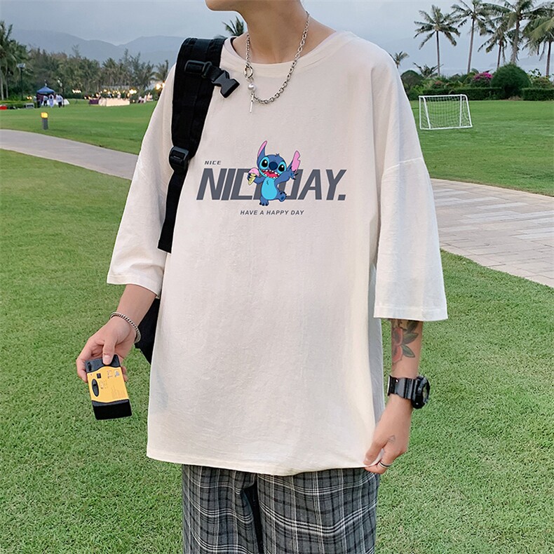 YT26173-P30亚短袖t恤男大码五分袖男宽松七分袖港风模特,男装T恤,电商A040