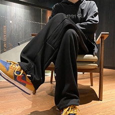 加绒加厚休闲运动卫裤男美式针织直筒裤子715-6-BX09P55（控78），男装休闲裤，星座715-6