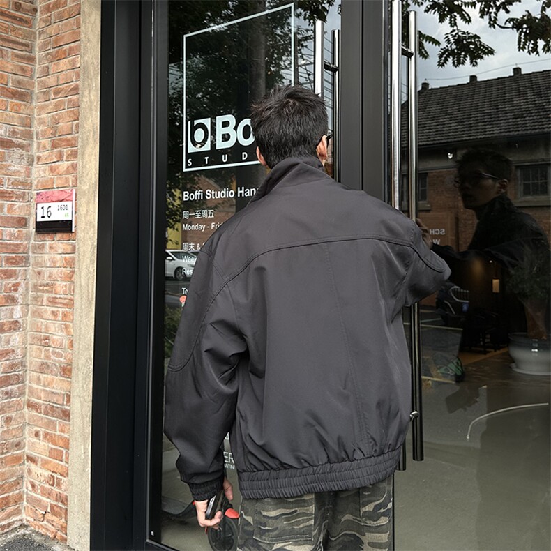 秋季2025老钱风抖音纯色休闲立领夹克店主风A236-82509-P135,男装夹克,电商A236