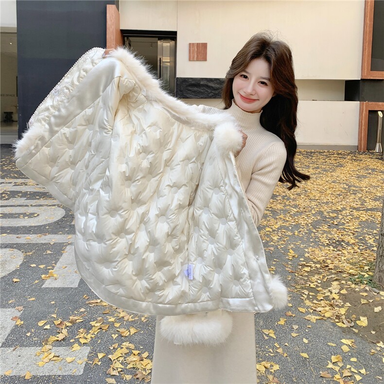 2026新款白鸭绒羽绒服风新中式毛皮草女气质盘扣高级感冬季外套,女装羽绒服,2C218