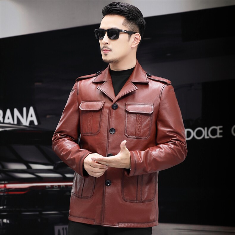 XC2111新款2021机车头层牛皮修身皮夹克男士外套皮衣翻领P630，男装皮衣，电商B360
