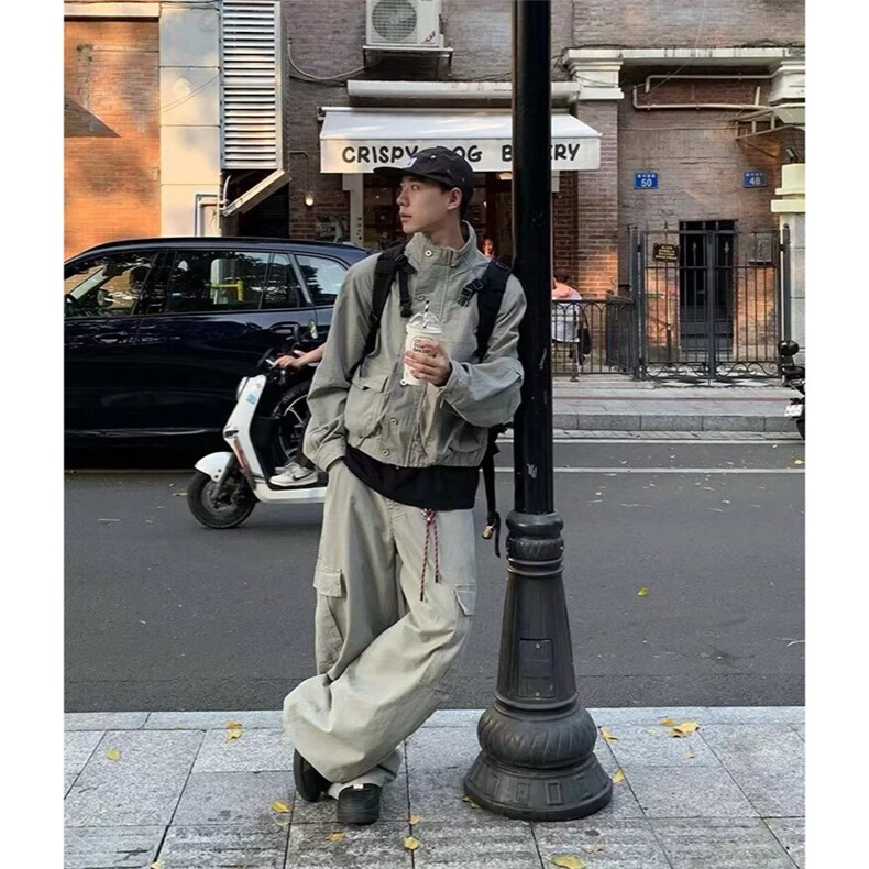 现货得物二开复古工装宽松立领水洗cleanfit夹克美式JK1252-P98,男装夹克,星座1103-3