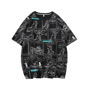夏季港风卡通印花T恤2023新品宽松短袖百搭男女 1455-P38 控价58图片