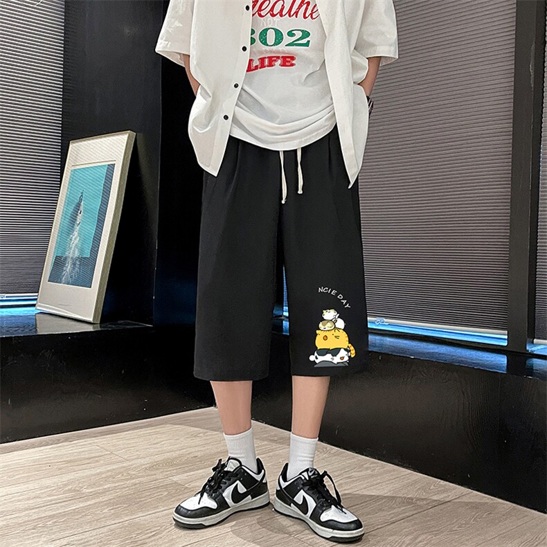 QK72090-P25冰丝七分裤男大码速干短裤男五分裤港风,男装休闲裤,电商A040