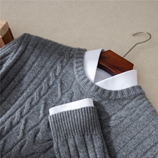 绞花加厚山羊绒衫半高领套头休闲毛衣2025秋冬新款男士针织羊毛衫，男装羊绒套衫，牧群羊绒