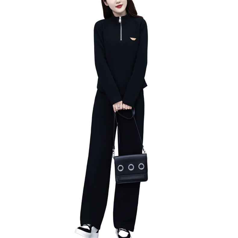 2024春季新款女装运动套装时尚半拉链设计舒适修身显瘦两件套,女装运动套装,凯瑟曼