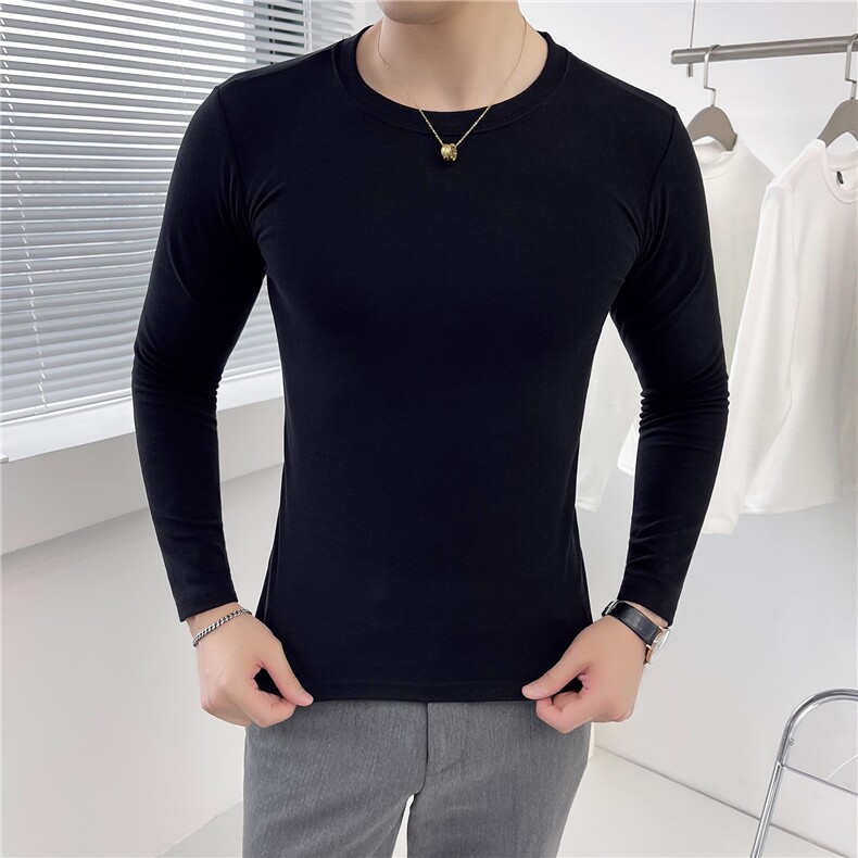 双面绒长袖T恤打底衫男德绒亲肤面料修身纯色圆领D303-520-p35,男装T恤,电商D303