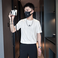 短袖毛衣针织衫半袖男修身圆领社会小伙店主风301C-DM03-P58控78，男装T恤，星座301C（原B323）