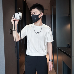 短袖毛衣针织衫半袖男修身圆领社会小伙店主风301C-DM03-P58控78图片