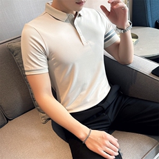 主推款高级感2026夏季条纹织带设计短袖翻领Polo衫轻奢T0251-P48，男装T恤，电商D342