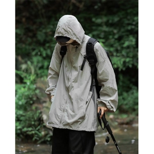 美式机能连帽防晒衣男夏季薄款高街潮牌防晒服痞帅户外冲锋衣外套图片