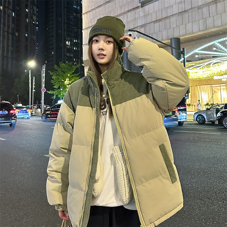 抖音得物宽松情侣立领拼色面包服百搭棉服AB-MY2279-P60,男装棉衣,星座717