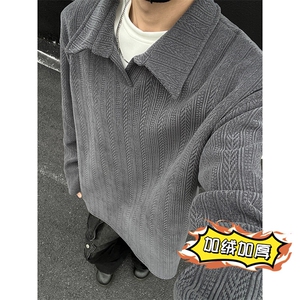 抖音重磅加绒麦穗纹翻领长袖T恤卫衣TX501常规特P38加绒P45图片