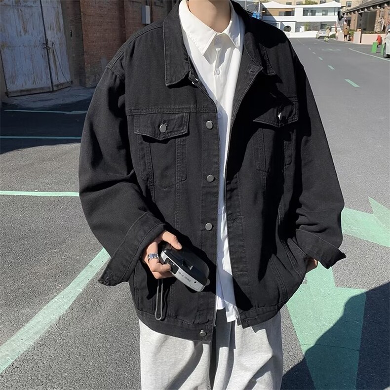 牛仔外套男港风潮流高街帅气2023春秋新款ins宽松外套W4551-P55，男装大码男装，星座412
