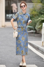 新中式国风套装2025夏季新款巨好看的漂亮独特气质牛仔两件套裙，女装套装/套裙，韩宇舍