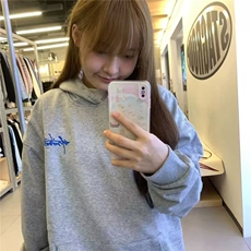 新款潮牌美式字母印花宽松百搭春秋重磅连帽卫衣情侣运动外套，女装短外套，星座1210-1