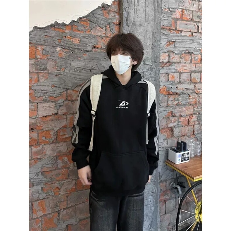 潮流气质简约新款纯棉华棉复合银狐绒卫衣时尚原宿慵懒流行WYC129,男装卫衣,星座516A