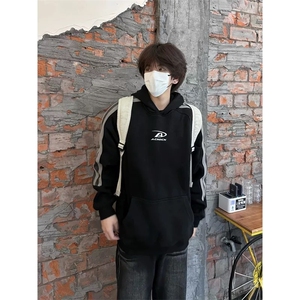 潮流气质简约新款纯棉华棉复合银狐绒卫衣时尚原宿慵懒流行WYC129图片
