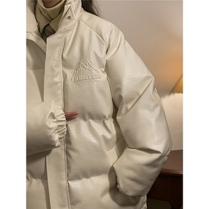 中性风暖灯鳄鱼纹钢印字母设计大码潮流棉衣男MY77728P128控168图片